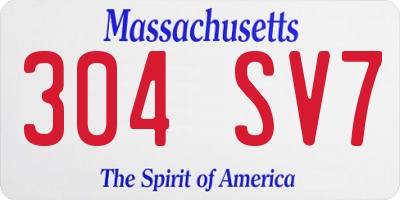 MA license plate 304SV7