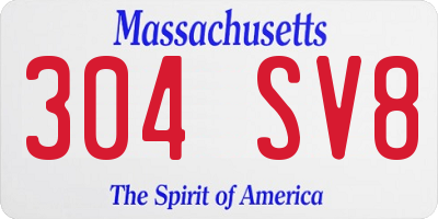 MA license plate 304SV8