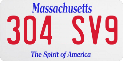 MA license plate 304SV9