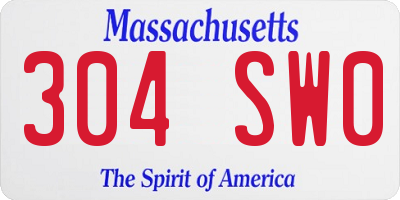MA license plate 304SW0