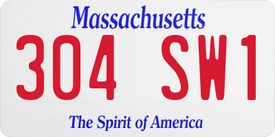 MA license plate 304SW1