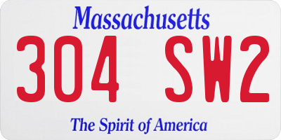 MA license plate 304SW2