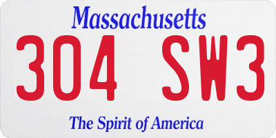 MA license plate 304SW3