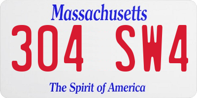 MA license plate 304SW4