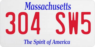 MA license plate 304SW5