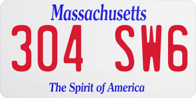MA license plate 304SW6