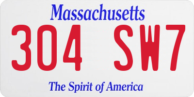 MA license plate 304SW7