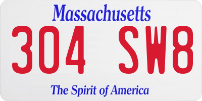MA license plate 304SW8