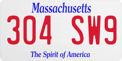 MA license plate 304SW9