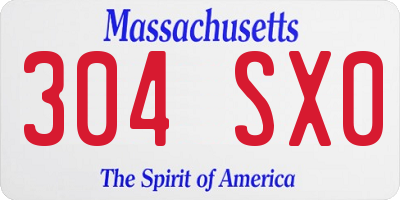 MA license plate 304SX0