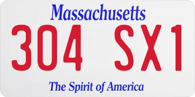 MA license plate 304SX1
