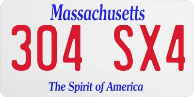 MA license plate 304SX4