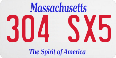 MA license plate 304SX5