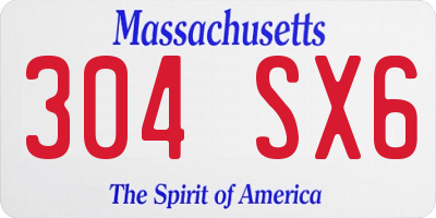 MA license plate 304SX6