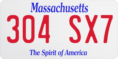 MA license plate 304SX7