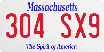 MA license plate 304SX9