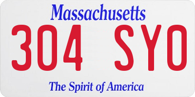 MA license plate 304SY0