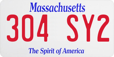 MA license plate 304SY2