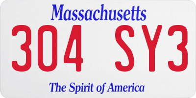 MA license plate 304SY3