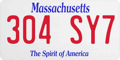 MA license plate 304SY7