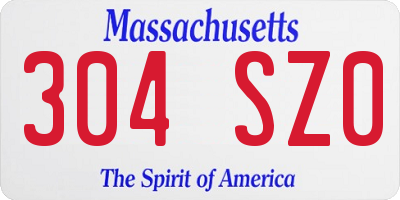 MA license plate 304SZ0