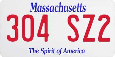 MA license plate 304SZ2