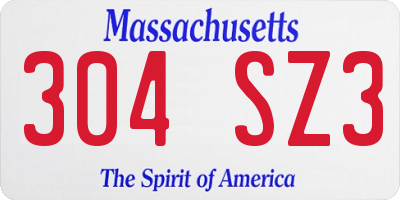 MA license plate 304SZ3