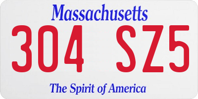 MA license plate 304SZ5