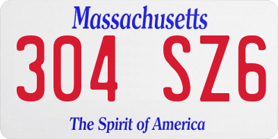 MA license plate 304SZ6