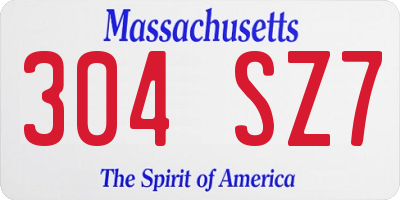 MA license plate 304SZ7