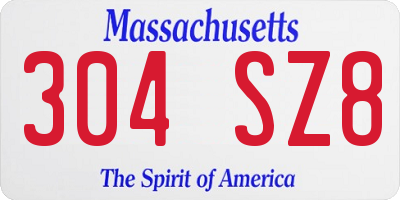 MA license plate 304SZ8