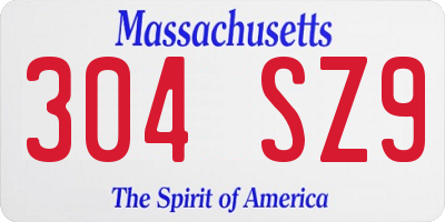 MA license plate 304SZ9