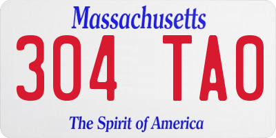 MA license plate 304TA0