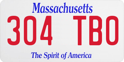 MA license plate 304TB0
