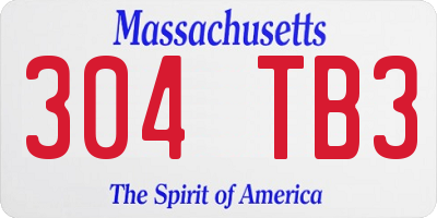 MA license plate 304TB3