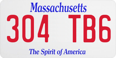 MA license plate 304TB6