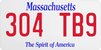 MA license plate 304TB9