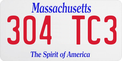 MA license plate 304TC3