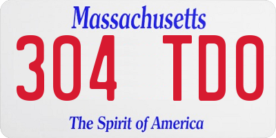 MA license plate 304TD0