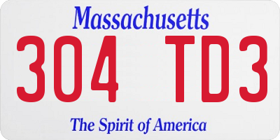 MA license plate 304TD3