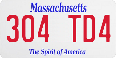 MA license plate 304TD4