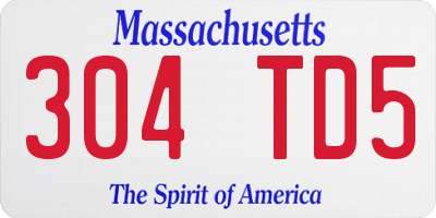 MA license plate 304TD5