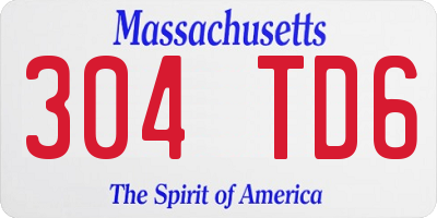 MA license plate 304TD6