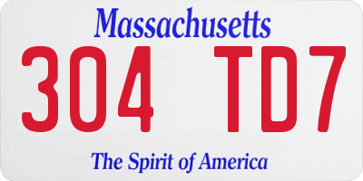 MA license plate 304TD7
