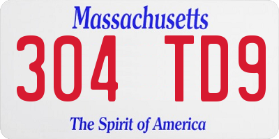 MA license plate 304TD9