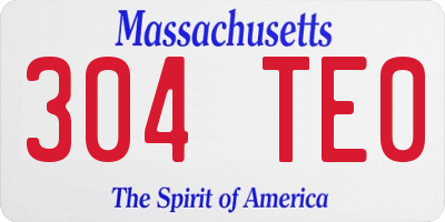 MA license plate 304TE0