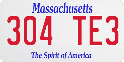 MA license plate 304TE3
