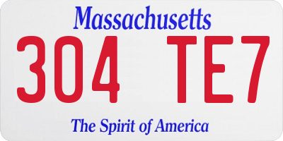 MA license plate 304TE7