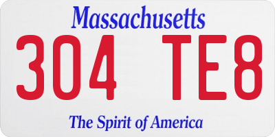 MA license plate 304TE8
