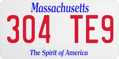 MA license plate 304TE9